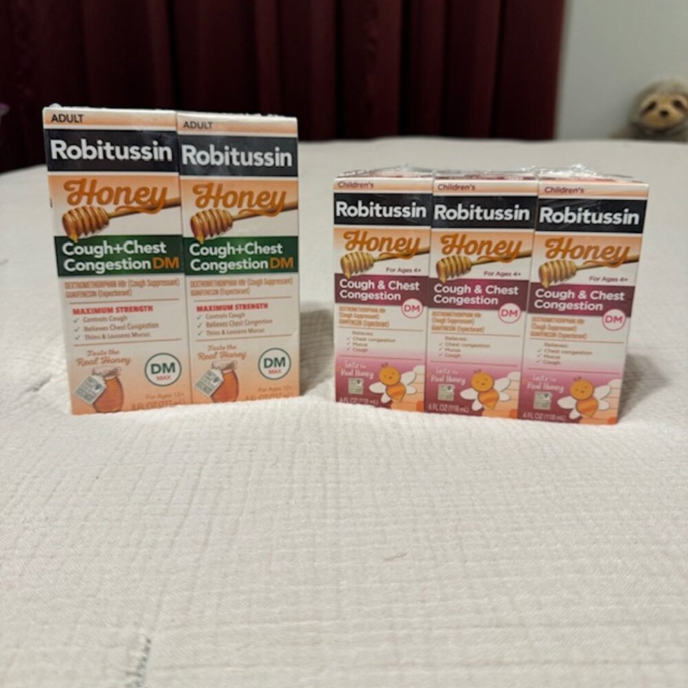NWT Set of 2 Adult Robitussin Cough+Congestion, Set of 3 Children's Robitussins